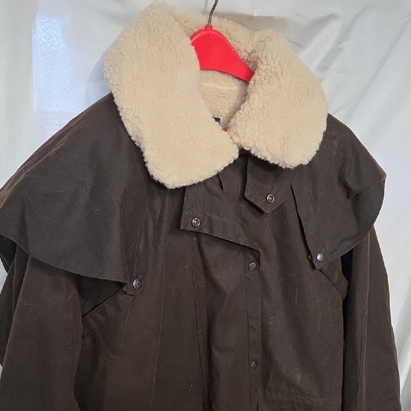 Outback trading company, brown oil skin duster with wool liner men's XL - Picture 2 of 16